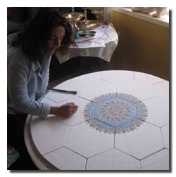 Paola working on a piece