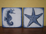 Custom tile with blue marine design
